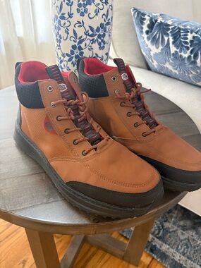 Hey Dude Men's Brown High-Top Boots with Red Lining
